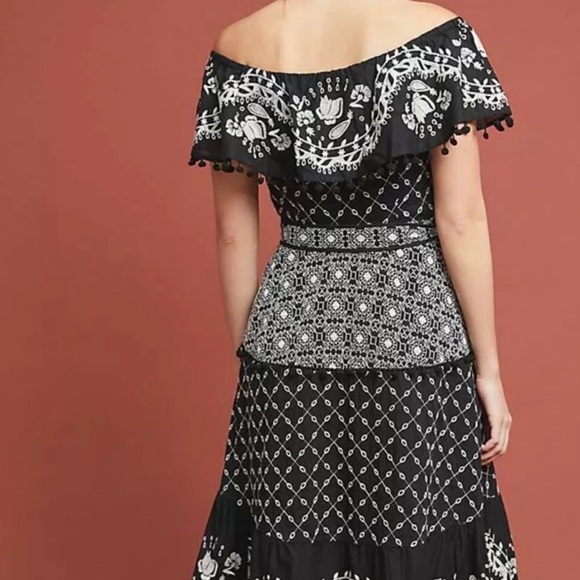 NWT Anthropologie Marisol Embroidered Pommed Midi - Picture 7 of 12